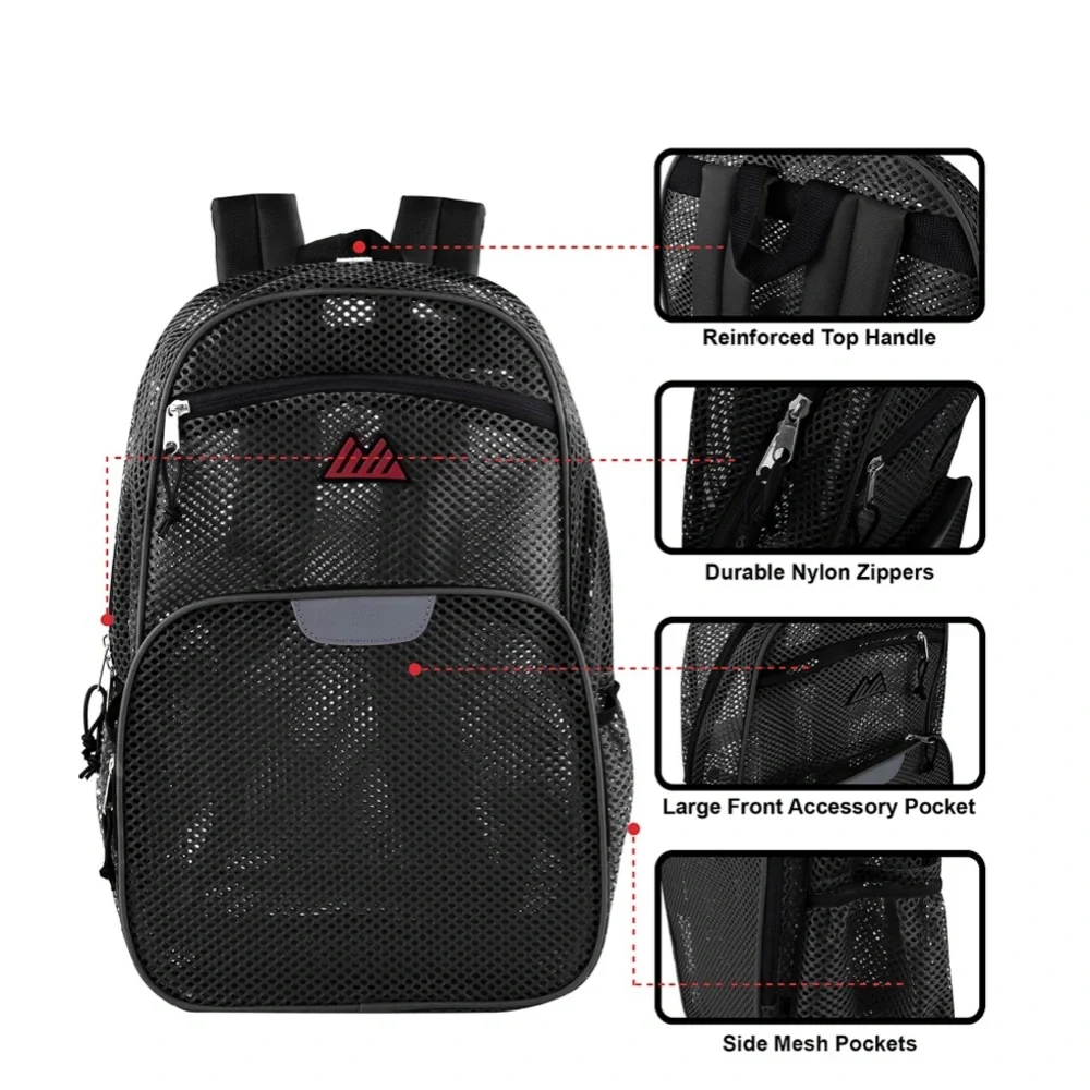 Summit Ridge Black Mesh Reflective Backpack NWT